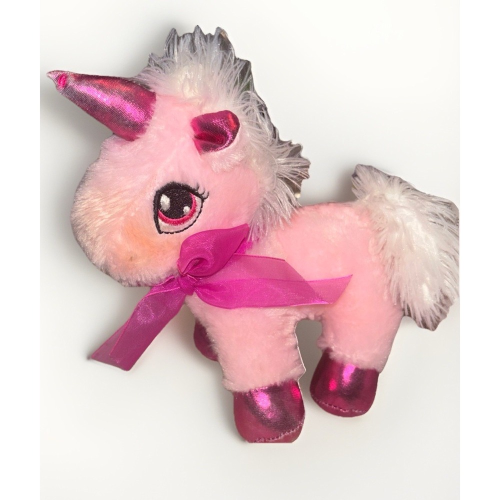 Dan Dee Dandee Collectors Choice Pink‎ Unicorn 12" Plush Shimmery Sewn Eyes